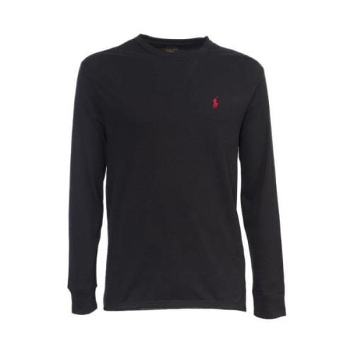 Lange Mouw Pony Logo Katoen Tee Polo Ralph Lauren , Black , Heren