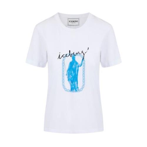 Roma Print Wit T-shirt Regular Fit Iceberg , White , Dames