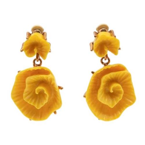 Pre-owned Plastic earrings Oscar De La Renta Pre-owned , Yellow , Dame...
