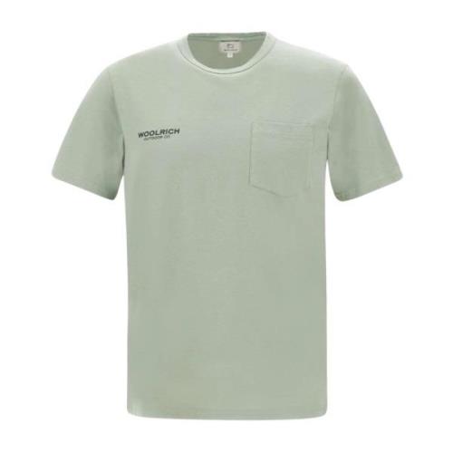 Retro Safari Groene Ronde Hals T-shirt Woolrich , Green , Heren