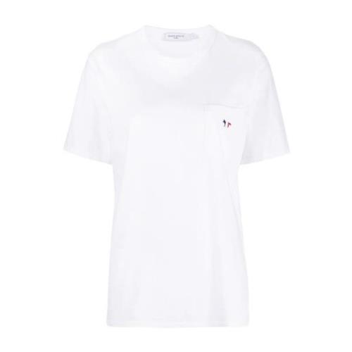 Tricolor Fox Patch T-shirt Maison Kitsuné , White , Dames