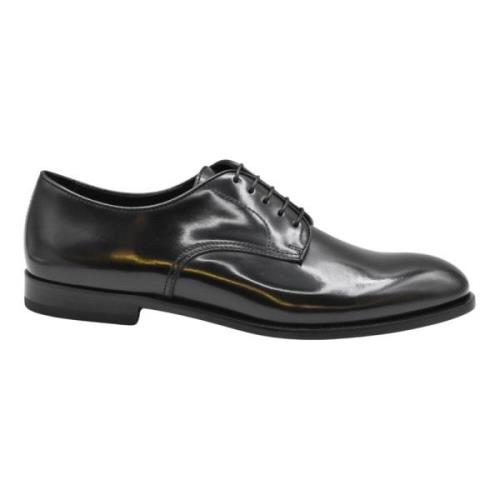 Zwarte leren Derby schoenen Doucal's , Black , Heren