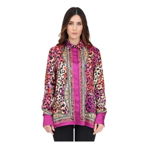 Fuchsia Luipaardprint Overhemd Just Cavalli , Pink , Dames