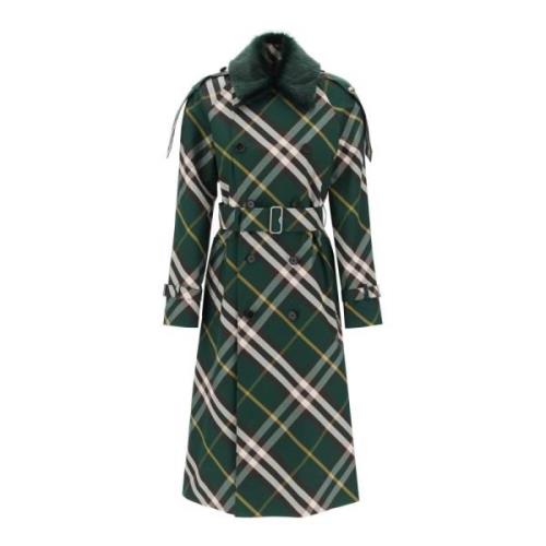 Trenchcoat met Ruitpatroon Burberry , Green , Dames