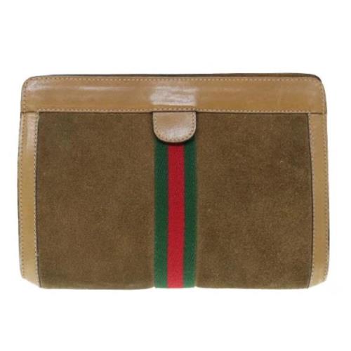 Pre-owned Suede clutches Gucci Vintage , Brown , Dames