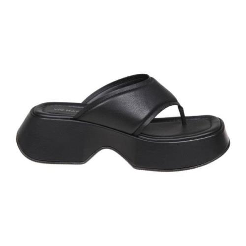 Zwarte Leren Sandalen met Vierkante Neus Vic Matié , Black , Dames