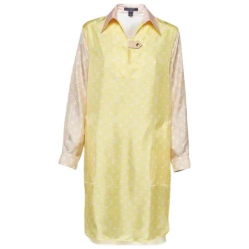Pre-owned Silk dresses Louis Vuitton Vintage , Yellow , Dames