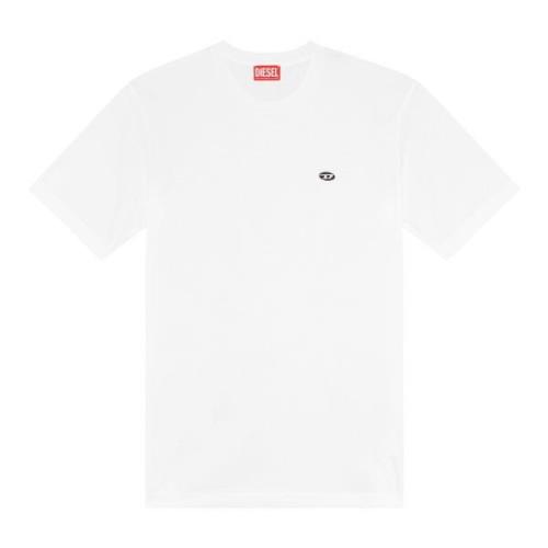 T-shirt met oval D-patch Diesel , White , Heren