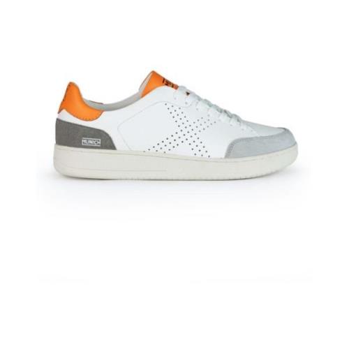 Witte Sneakers met Oranje Hiel Munich , Multicolor , Heren