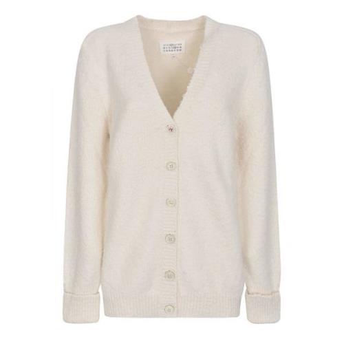 Beige V-Hals Gebreid Cardigan Maison Margiela , Beige , Dames