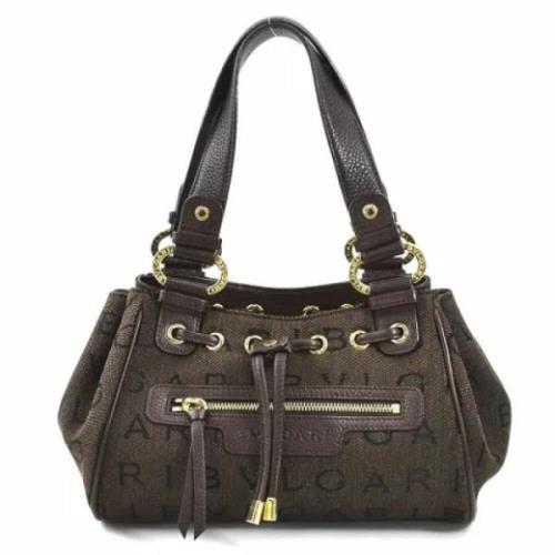 Pre-owned Canvas handbags Bvlgari Vintage , Brown , Dames