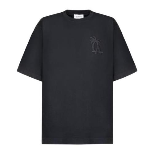 Zwarte Katoenen T-shirt Model S4Lauath030 Laneus , Black , Heren
