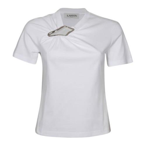 Optic Wit Katoenen T-shirt Lanvin , White , Dames