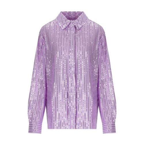 Lila Paillet Applicatie Oversized Shirt Stine Goya , Purple , Dames