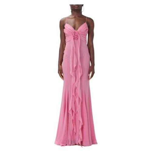 Lange jurk met rozen detail Blumarine , Pink , Dames