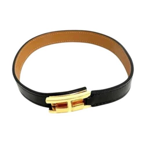 Pre-owned Leather bracelets Hermès Vintage , Black , Dames