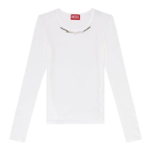 Long-sleeve top with chain necklace Diesel , White , Dames