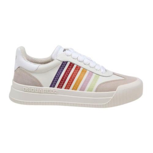 Leren Sneakers Wit/Multicolor Dsquared2 , Multicolor , Dames