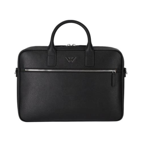 Zwarte Saffiano Laptoptas Emporio Armani , Black , Heren