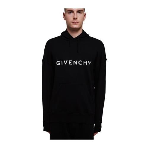 Zwarte Katoenen Logo Sweatshirt met Capuchon Givenchy , Black , Heren