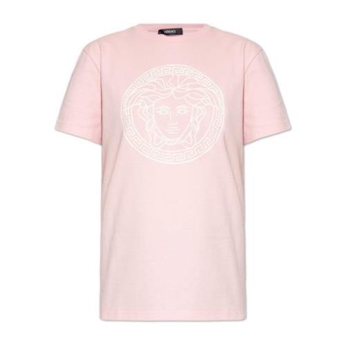 T-shirt met logo Versace , Pink , Dames