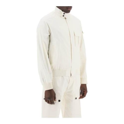 Linnen Coated Bomberjack Salvatore Ferragamo , White , Heren