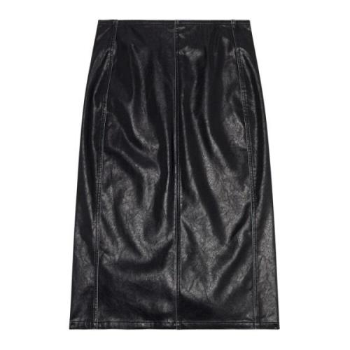 Midi skirt in supple technical fabric Diesel , Black , Dames