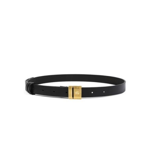 Zwart leren riem met gouden logo MVP wardrobe , Black , Dames