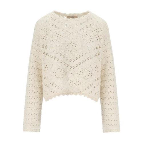 Round-neck Knitwear Twinset , Beige , Dames