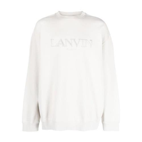 Witte Logo-Geborduurde Trui Lanvin , White , Heren