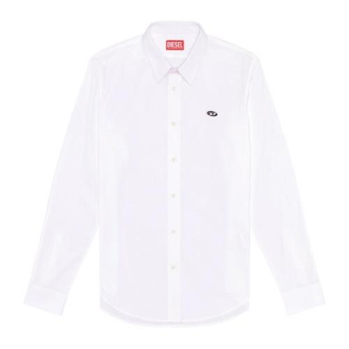 Shirt with oval D patch Diesel , White , Heren
