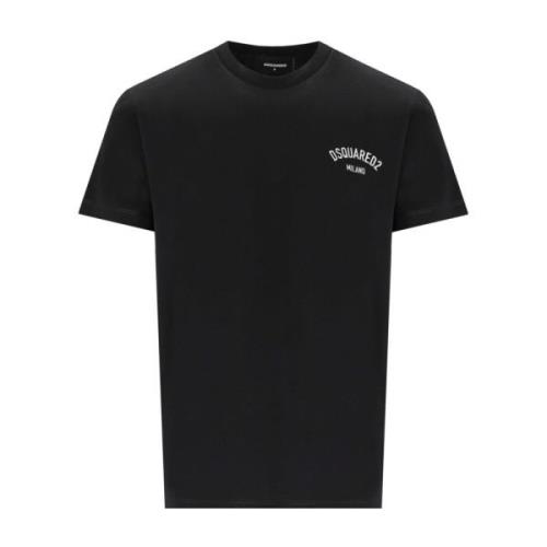 Milano Cool Fit Zwart Katoenen T-shirt Dsquared2 , Black , Heren