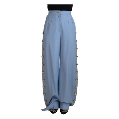 Leather Trousers Dolce & Gabbana , Blue , Dames