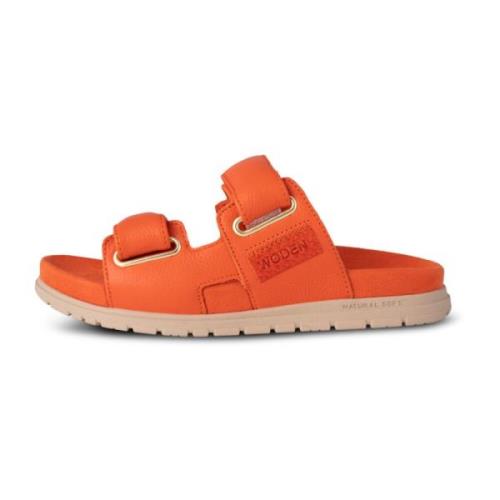 Lisa Leather Sandalen Woden , Orange , Dames