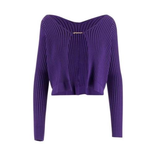 Paarse Cardigan Sweater met Lange Mouwen Jacquemus , Purple , Dames