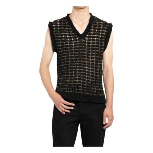 Multicolor Boucle Check V-Hals Vest Ernest W. Baker , Black , Heren