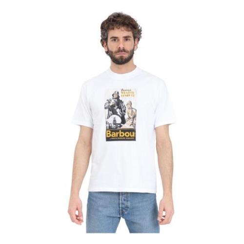 Wit T-shirt met Kleurrijke Print Barbour , White , Heren