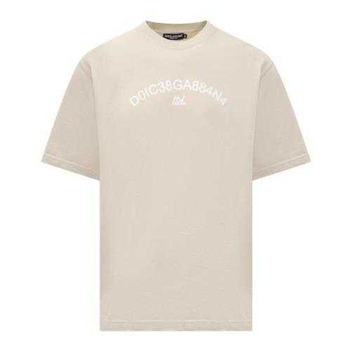 Stijlvolle Crew Neck T-shirt Dolce & Gabbana , Beige , Heren