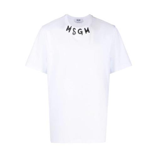 Kwaststreek Logo Wit T-Shirt Msgm , White , Heren
