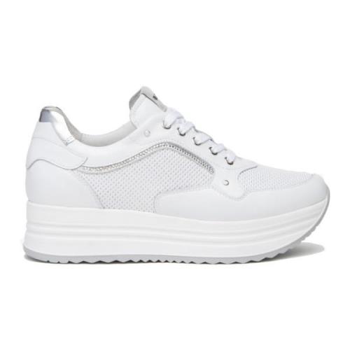 Witte Leren Dames Sneakers Nerogiardini , White , Dames