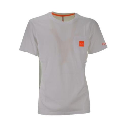 Witte Pocket Logo Fluo T-shirt Sun68 , White , Heren