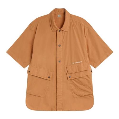 Luxe Popeline Overhemd C.p. Company , Orange , Heren