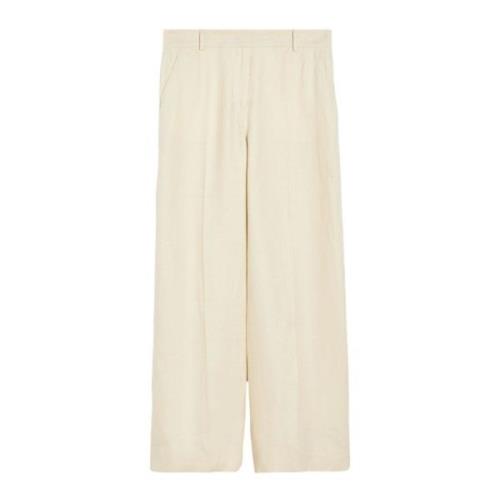 Wijde Linnen Broek Max Mara Weekend , Beige , Dames