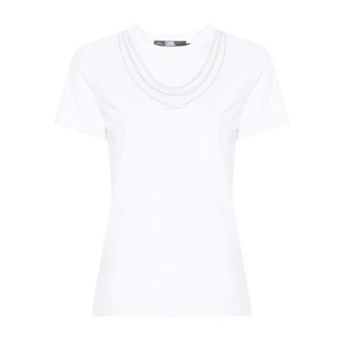 Wit T-shirt met Zilveren Kettingen Karl Lagerfeld , White , Dames