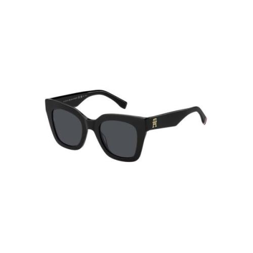 Zwarte Grijze Lens Stijlvolle Zonnebril Tommy Hilfiger , Black , Unise...