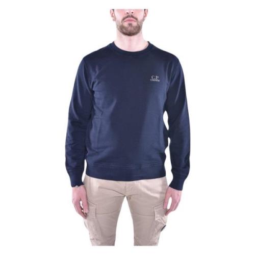 Blauwe Crew Neck Katoen Fleece Sweater C.p. Company , Blue , Heren