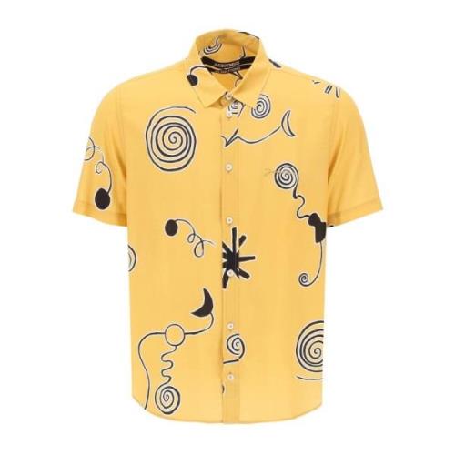 Arty Spiral Print Korte Mouw Overhemd Jacquemus , Yellow , Heren