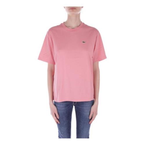 Roze Logo Front T-shirt Lacoste , Pink , Dames