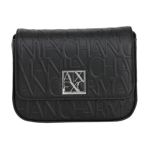 Zwarte Logo Schoudertas voor Vrouwen Armani Exchange , Black , Dames