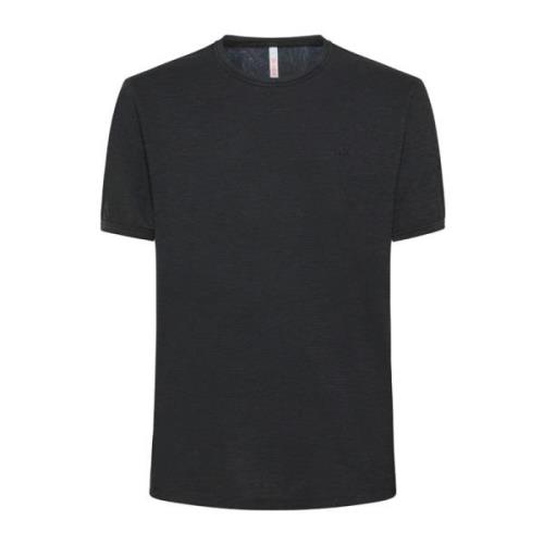Ronde Onderkant T-Shirt Sun68 , Black , Heren